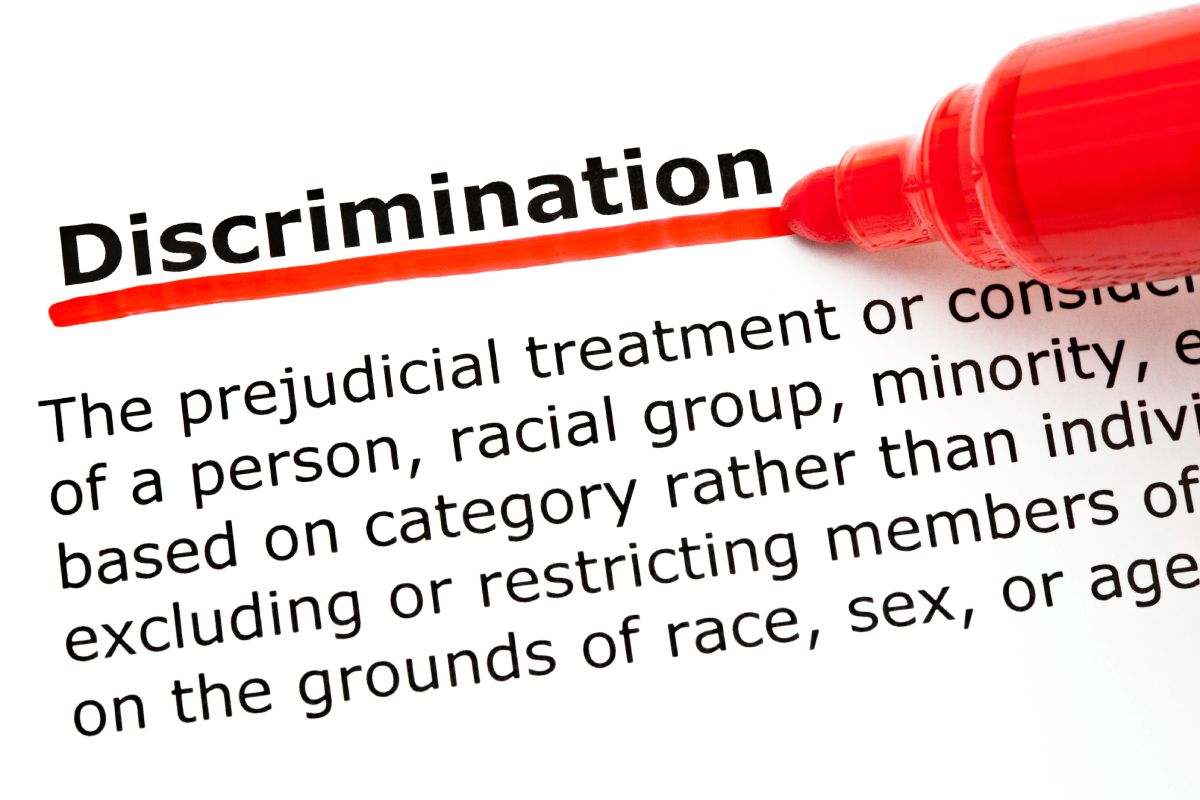 The definition of Discrimination underlined in red.