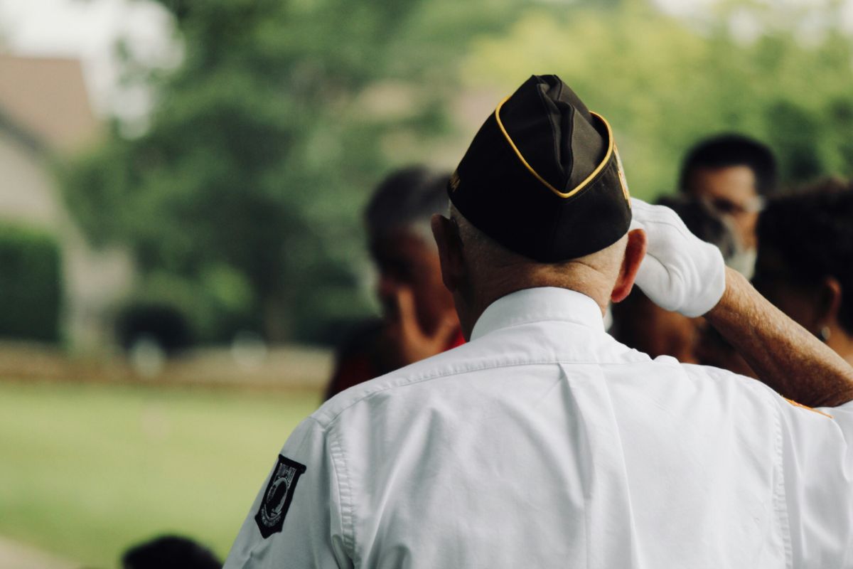 Veteran at a ceremony.
